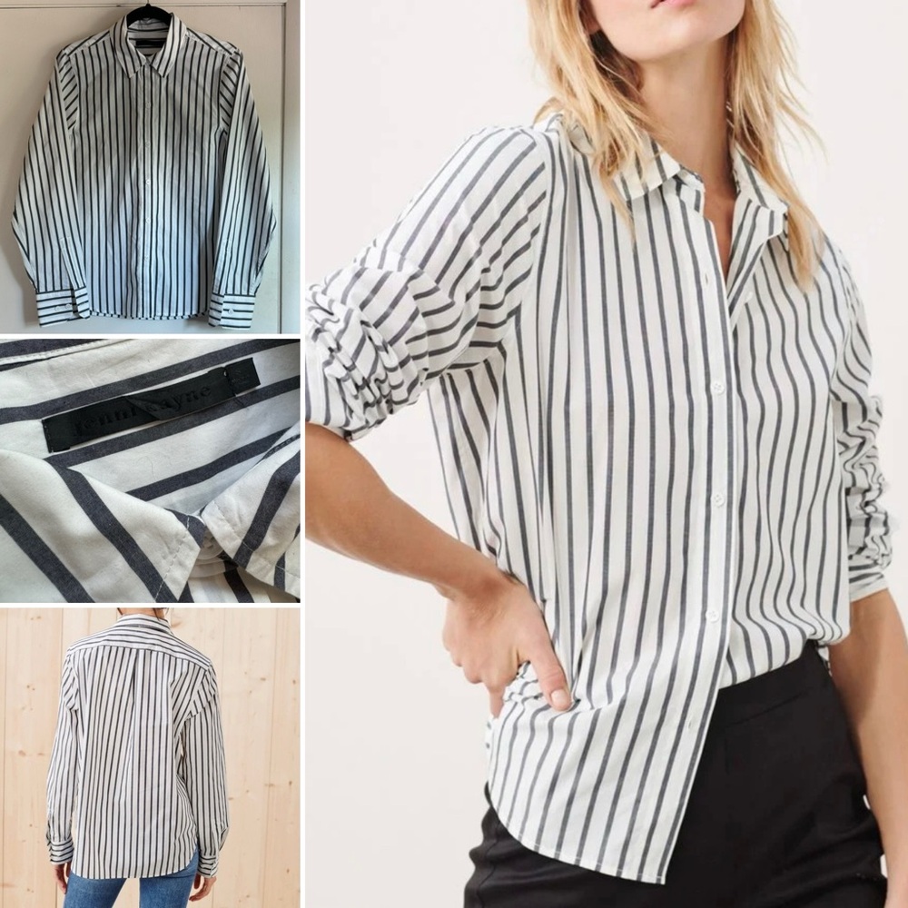 JENNI KAYNE Classic Shirt | Navy Stripe